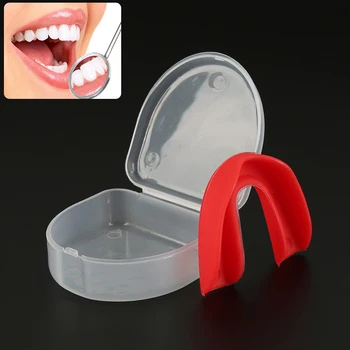 

1pcs Mouth Guard Sports Plastic Anti Shock Tooth Protector with Plastic Case Box Stop Teeth Grinding Oral Care Tool Color Random