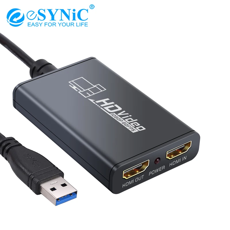 

Esynic HD 1080P HDMI to USB 3.0 Video High Speed Capture Card For Windows Laptops HDMI input HDMI Output Capture Adapter HUB