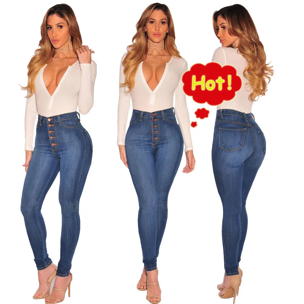2019 Ladies High Waist Boyfriend Jeans Denim Ripped Jean