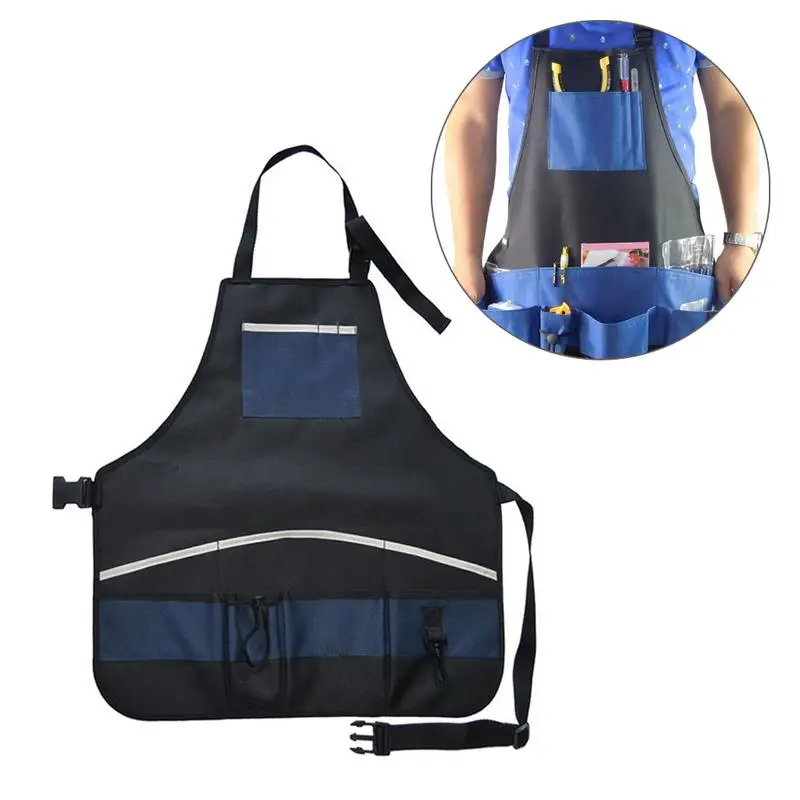 

Multifunctional And Convenient Home Park Garden Maintenance Work Apron Oxford Cloth Oil Splash Apron With Tool Pocket