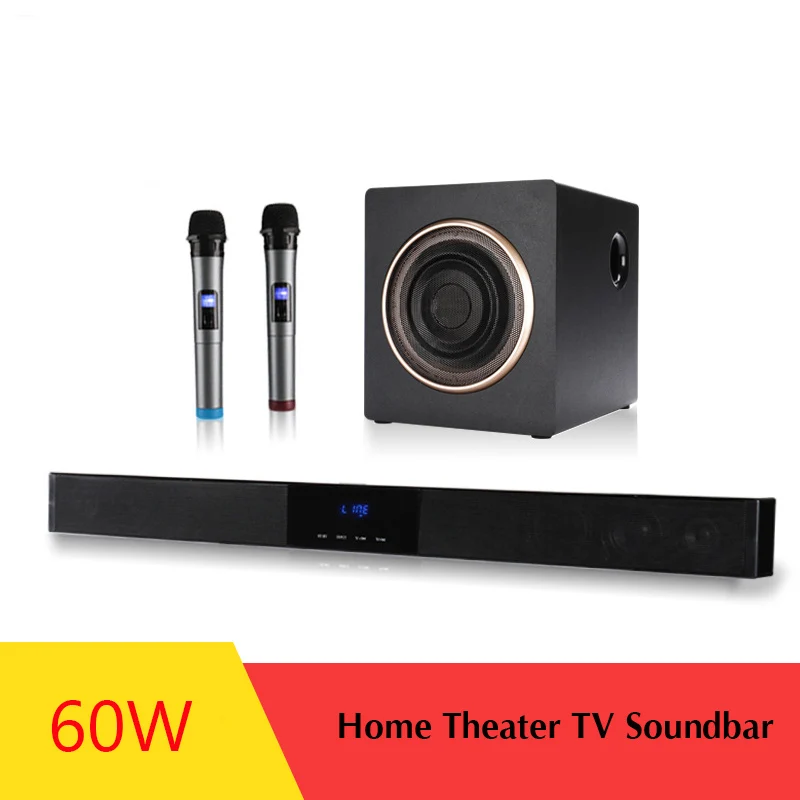 WENGE 60 Вт Настенный домашний кинотеатр тв динамики Soundbar + сабвуфер беспроводной