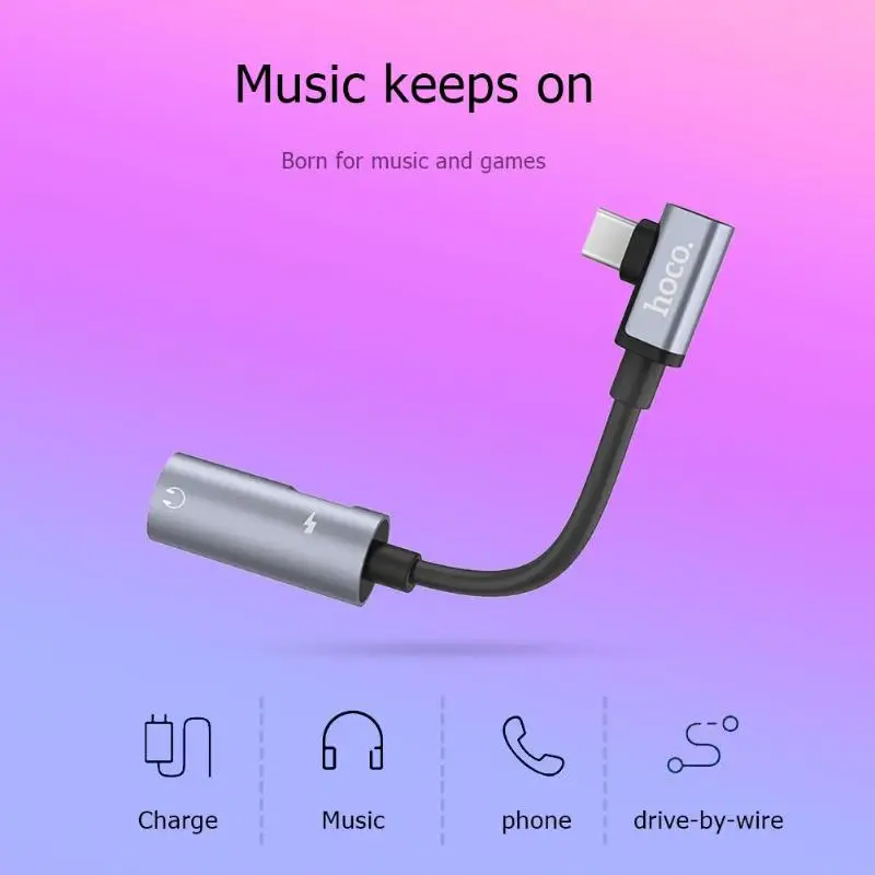HOCO LS19 2 в 1 Type C USB аудио конвертер телефон зарядное устройство наушники адаптер для
