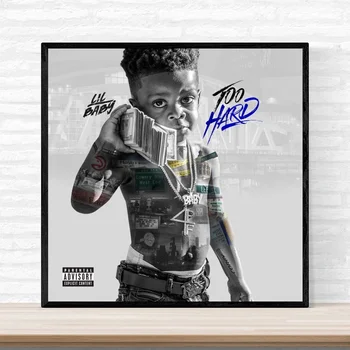 

Lil Baby Too Hard Poster Mixtape Album Hip Hop Rap Music Cover Poster Print on Canvas Home Decor Wall Art No Frame