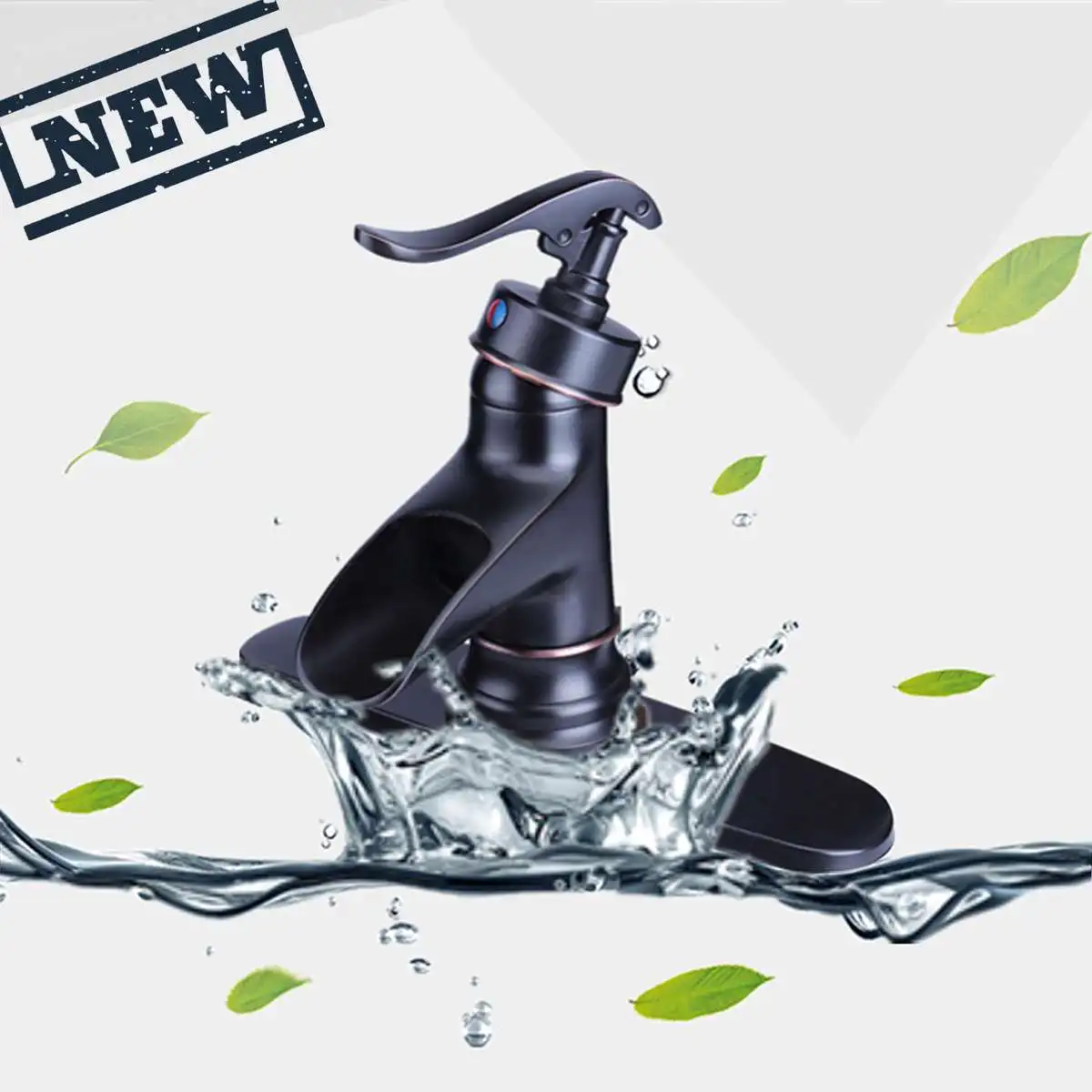 

Oil Rubbed Bronze Matte Deck Mounted Bathroom Faucets Fixture Single handle Taps Basin Mixer Taps Faucets Waterfall Spout Sink