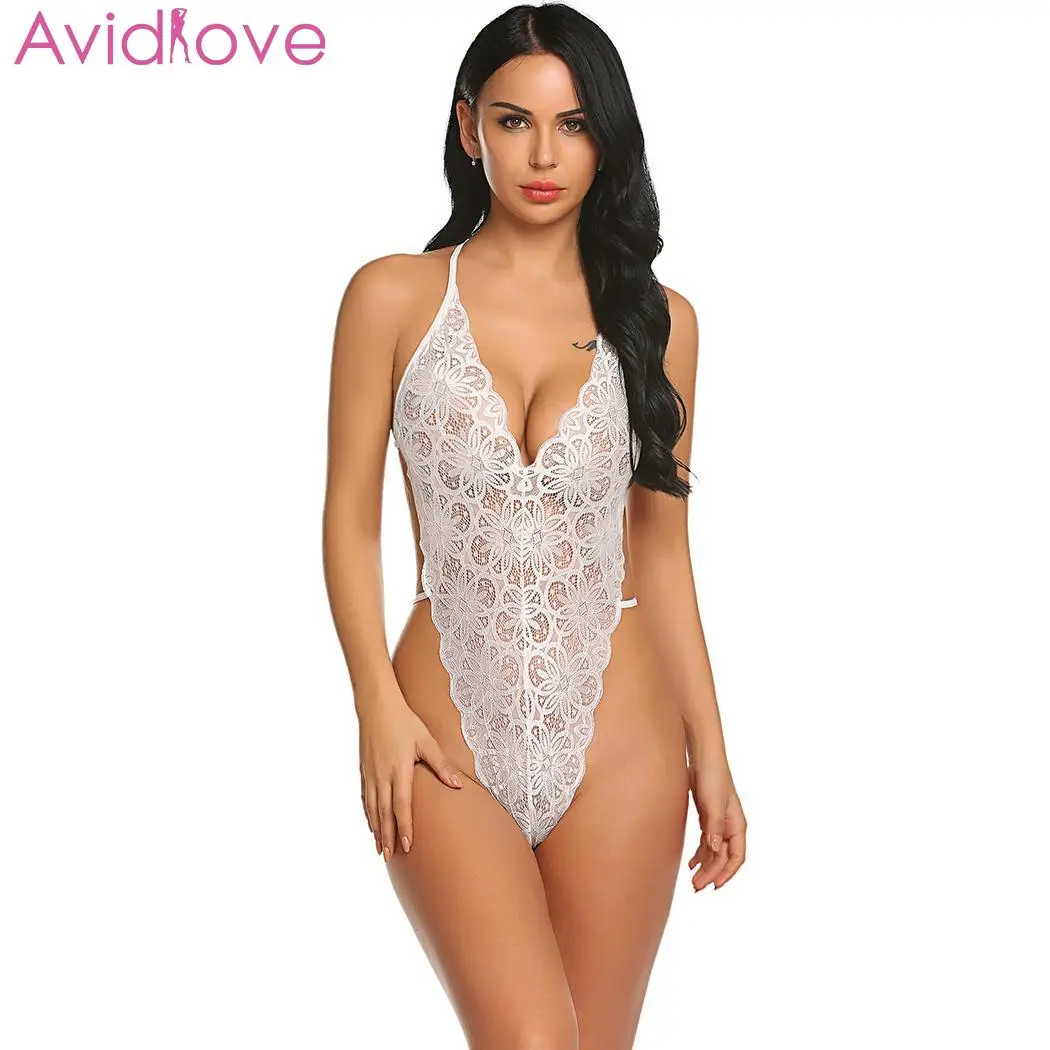 Сексуальное Женское боди Avidlove кружевное нижнее белье с v образным вырезом и