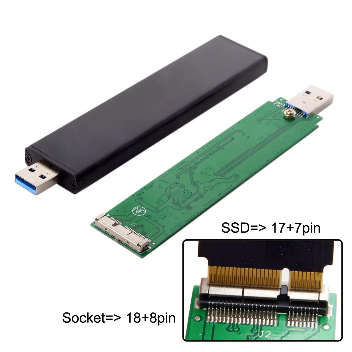 USB 3 0 штекер к 17 + 7pin SSD HDD картридж для Mac Book AIR A1465 A1466 MD223 MD224 MD231 MD213 MD232|Компьютерные