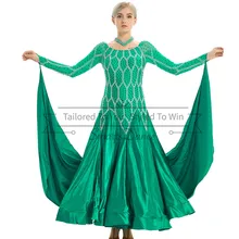 Зеленые костюмы для бальных танцев наряды для танцев гладкие Бальные платья бальное платье, для вальса платья на заказ