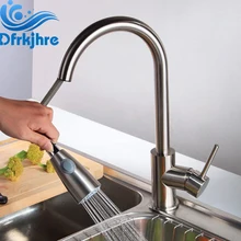 Dfrkjhre кухонный кран из никеля с одной ручкой выдвижной кухонный кран с одним отверстием поворотный кран с ручкой 360 градусов смеситель для воды