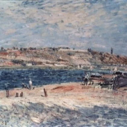 Riverbank at Saint-Mammes Alfred Sisley (1839-1899 French) Эрмитаж музей Санкт-Петербург Россия печать (18 x