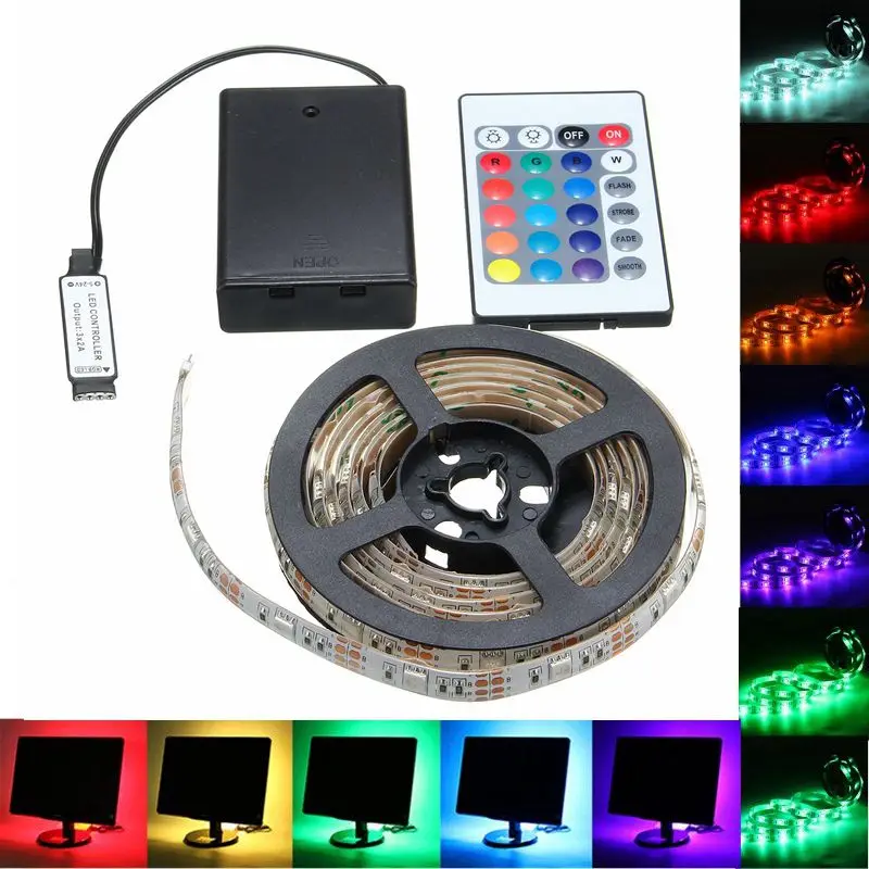 

Waterproof 30/50/100/150/200cm Flexible lamp RGB LED Strip Light 5050 SMD Remote Control Battery Powered LED Strip
