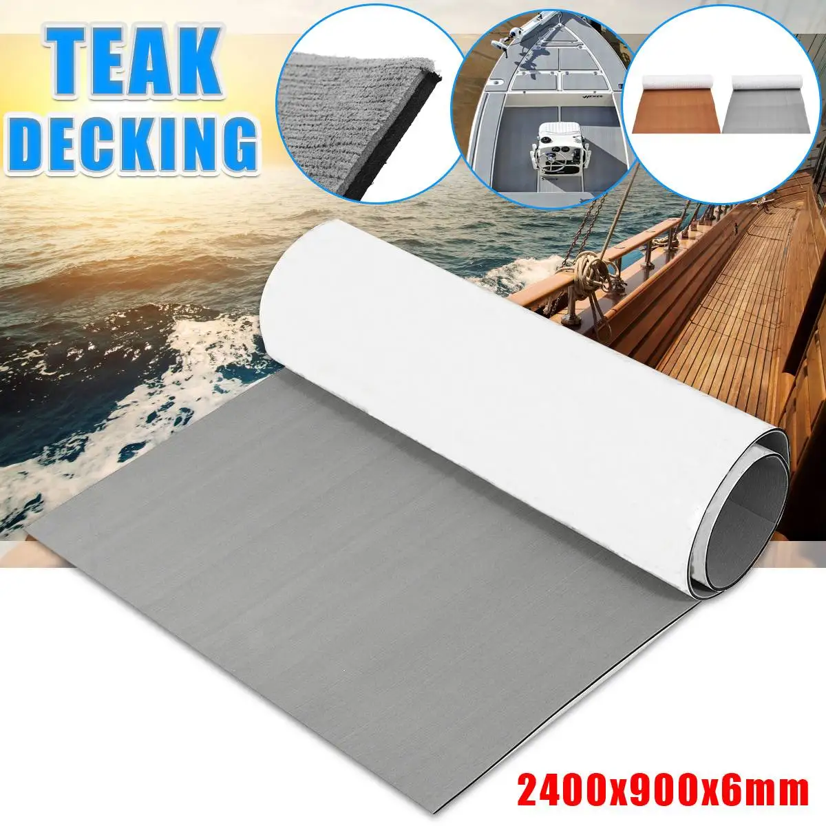 

240cmx90cmx6mm EVA Foam Imitated Teak Boat Deck Mat Brown Yacht Flooring Anti Skid MatRecreational Vehicle Pad