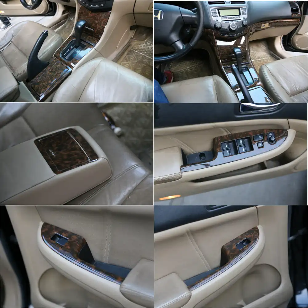 11pcs Set Abs Car Interior Wood Grain Color Cover Stickers Trim Panel Kit Fit For Honda Accord 2003 2007 7th Generation