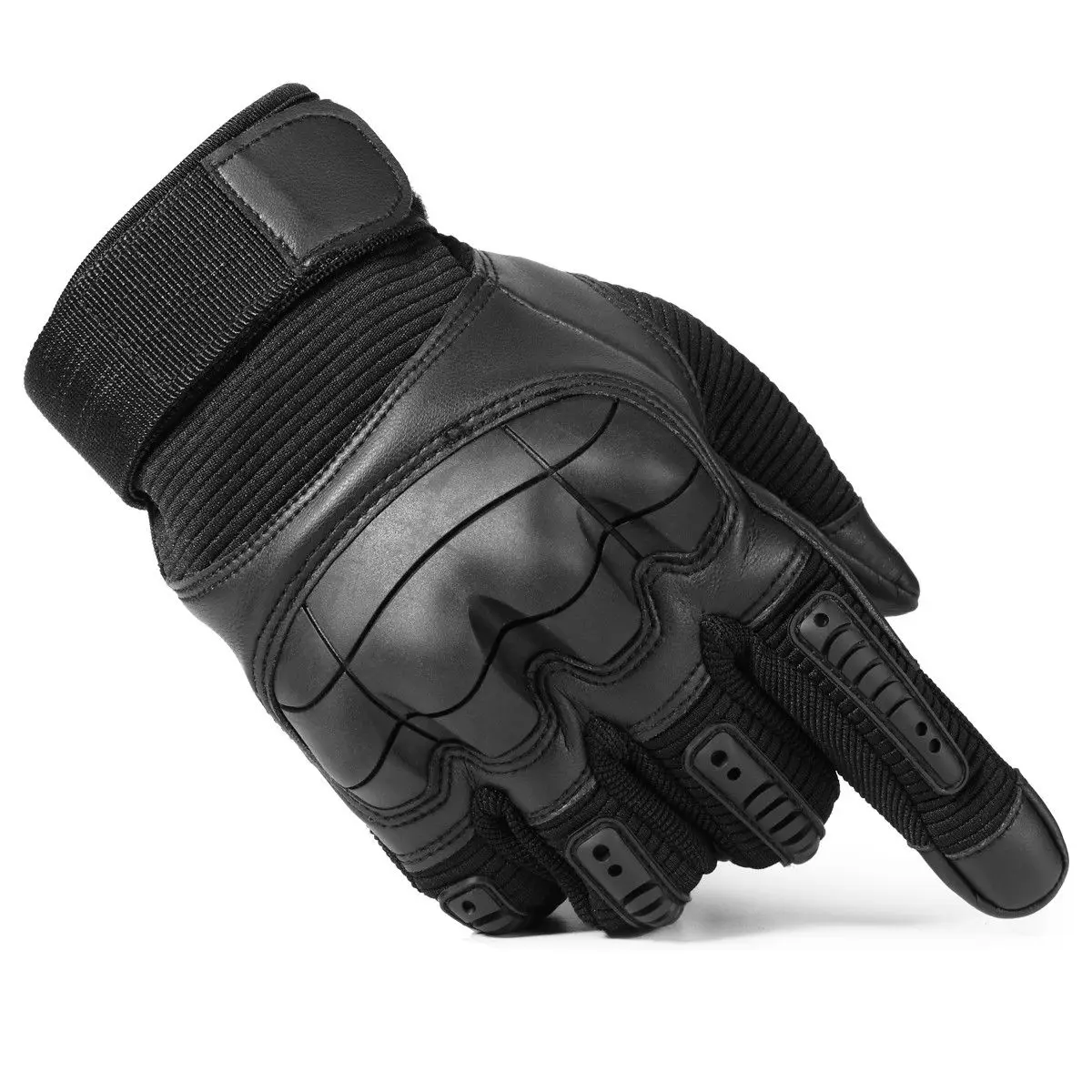 1 Pair Motorcycle Gloves Full Finger Touch Screen Leather Rubber Hard Knuckle Cycling Riding