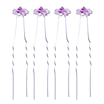 

20pc Hair Chopsticks Rhinestone Rose Flower U-shaped Hairpin Hair Clip Hair Decors Hair Stick for Bridesmaid Bride