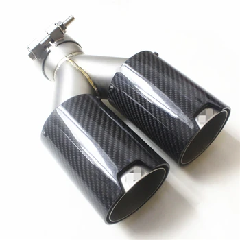 

Universal Glossy Car Thickened Carbon Fiber Exhaust Dual TWIN End Tips for BMW 65mm In 91MM Out M performance Dual Pipes
