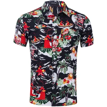 

Summer Hawaiian Short Sleeve Shirt Men Floral Printed Casual Dress Shirts Men Clothes 2020 Fashion Beach Hawaiian Shirts