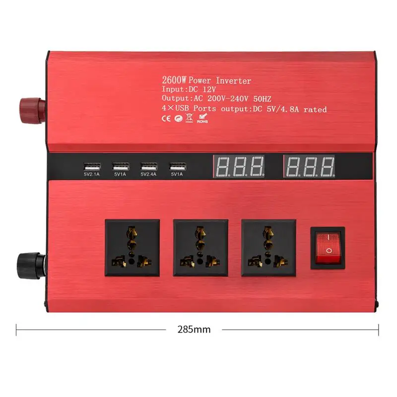 

DC24V To AC220V Auto Car Power Converter Inverter Adapter Charger Power Converter With 4USB Interface Digital Display