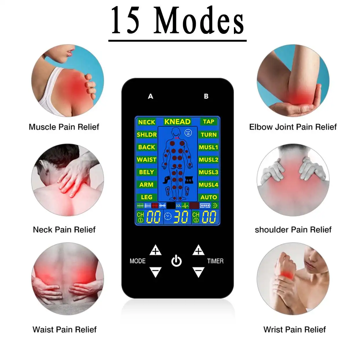 Muscle Pain Relief Machine 15 Modes Electronic Stimulation Massage Tens