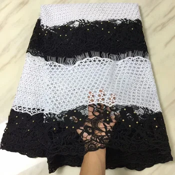 

Best selling cord lace fabric high quality guipure lace with beads yellow purple white blue black nigerian cord lace fabrics