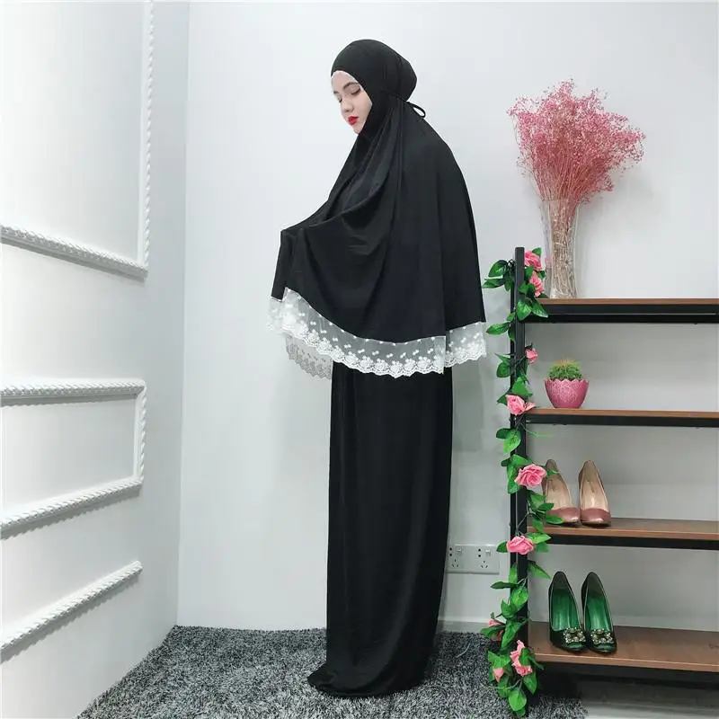 Платье для абайя молитв 2 шт. однотонное платье мамадана мусульманское кружевное