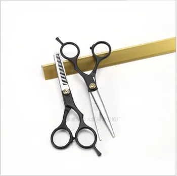 

black paint left barber hand scissors high quality professional barber hairdressing scissors thinning scissors 100sets