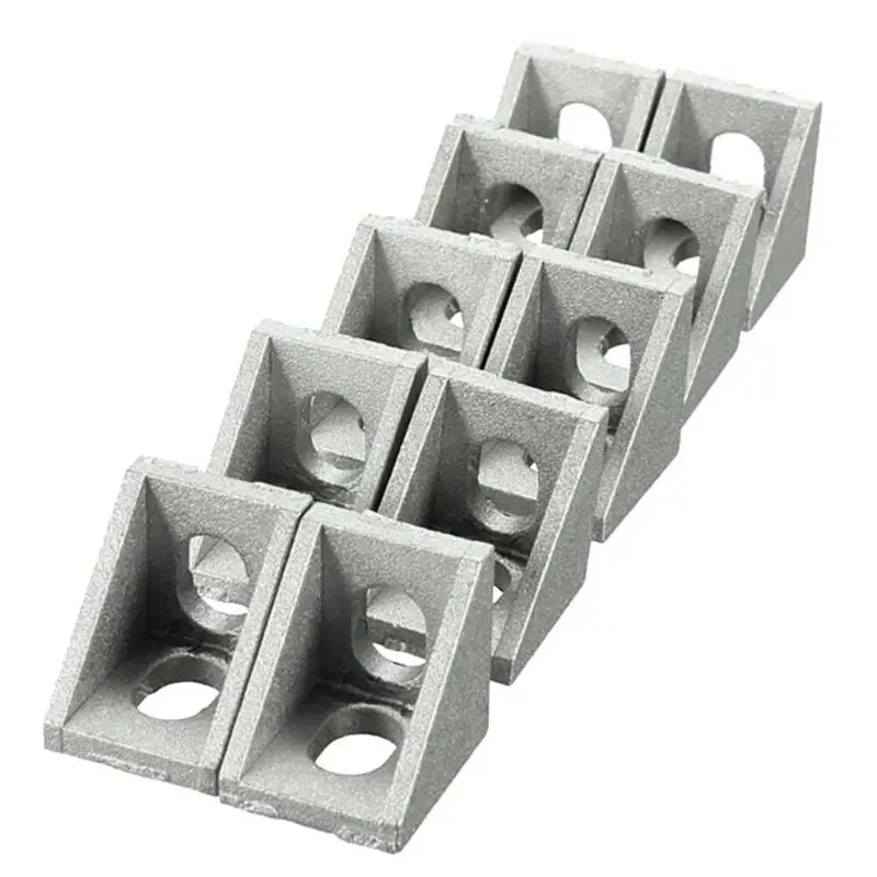 10pcs/set 20x20 mm 2020 Metal Aluminium Angle Corner Brackets Joint Right Angle Bracket Furniture Fittings Used for Reinforcing