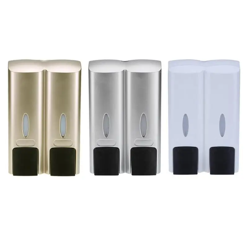 

300mlx2 Liquid Soap Dispenser Wall Mounted Shampoo Bathroom Double Pump Wall Mount Lotion Shower Gel Dispenser
