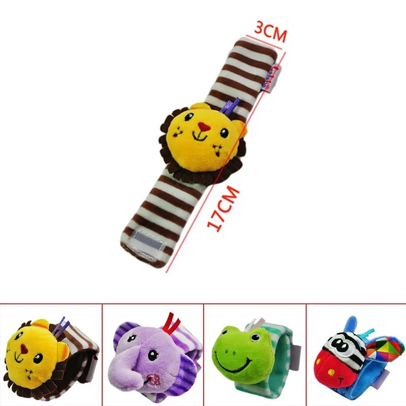 Милый плюшевый браслет-колокольчик с милыми животными из 2 предметов, детские перчатки для мальчиков и девочек, детский браслет-погремушка, ремень для новорожденных, подарок плюшевая игрушка