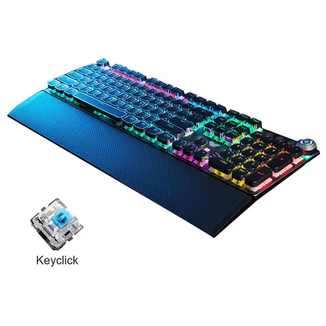 Cheap 108 Eys Blue Swich Metal Panel Gaming Office Mechanical Keyboard For PC Computer Laptop Desktop Drop Ship