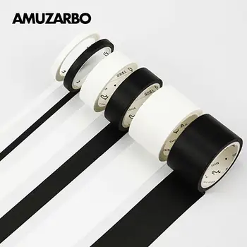 

5mm 15mm Solid White Black Washi Masking Tape Basic Decorative Paper Writable Adhesive School Supplies Stationery