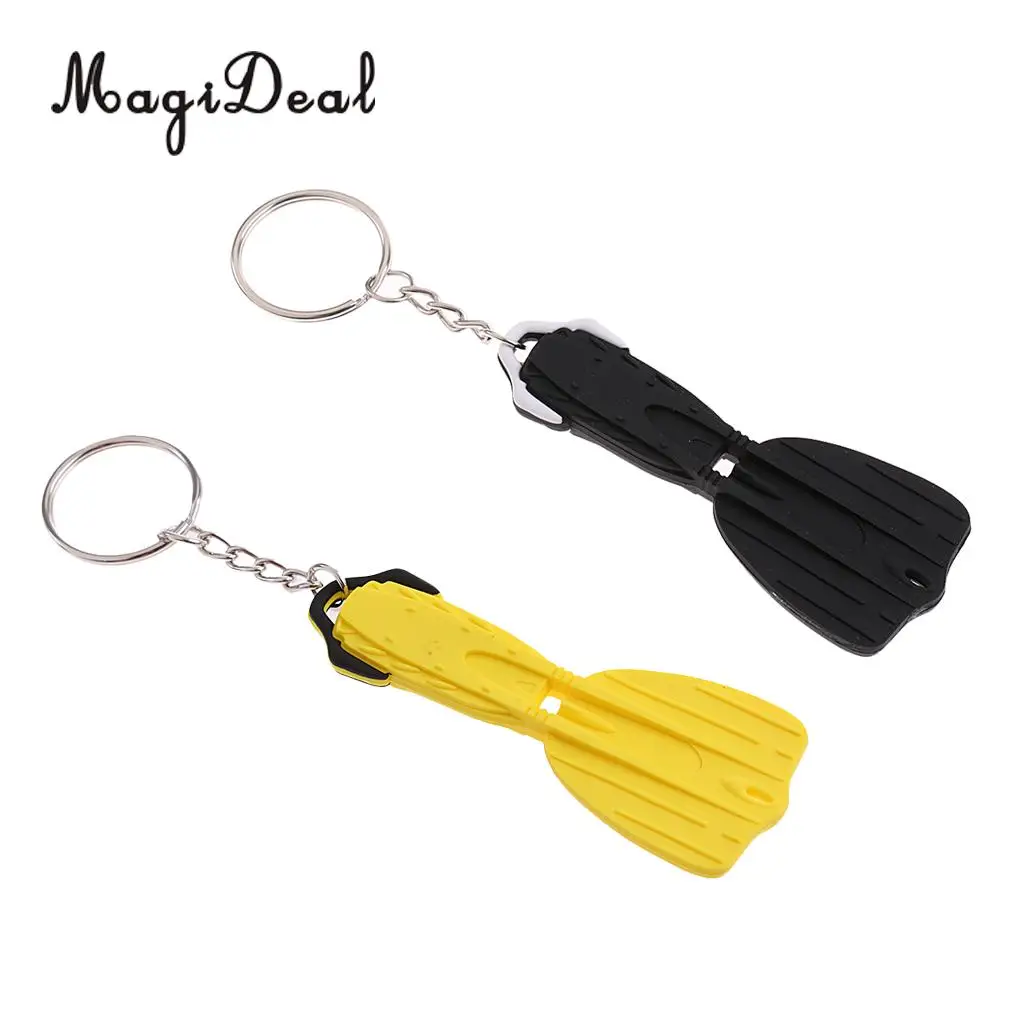 

2 Pieces Flippers Fins Shaped Keyring Scuba Diving Diver Key Chain Keychain Key Holder 76 x 29 mm