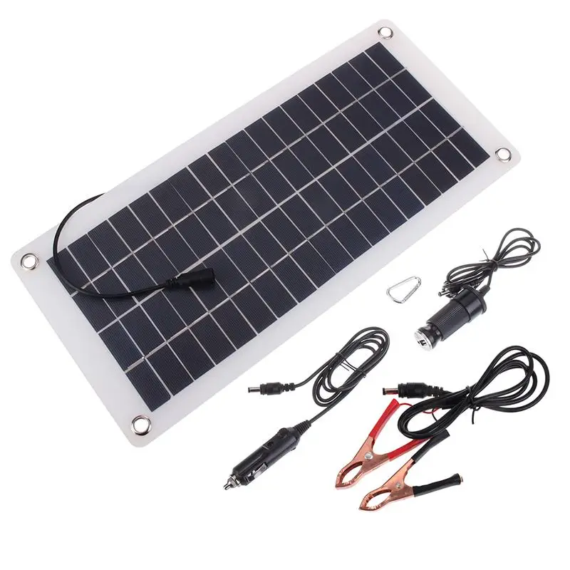 25 Вт 12 В/5 В солнечная панель USB блок питания Внешняя батарея Зарядка солнечная батарея+ Крокодил+ прикуриватель+ Автомобильное зарядное устройство