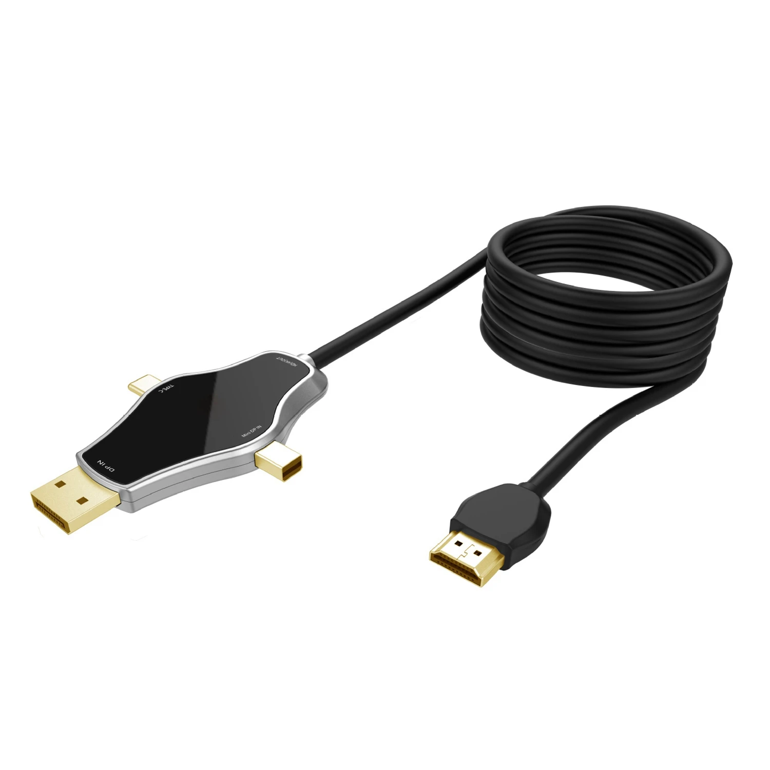 

3 In 1 Multi-Function Converter Supports 4K Usb3.1 Type C+Dp+Mini Dp To Hdmi Signal Output Usb-C Cable Adapter For Macbook(1.8