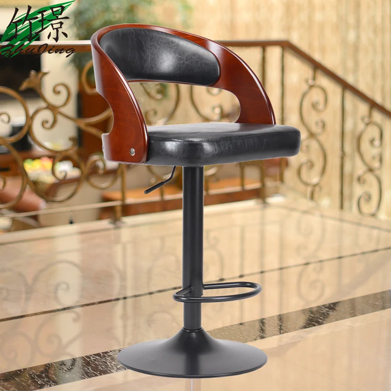 

American solid wood barstool bar chair liftable European fashion bar chair