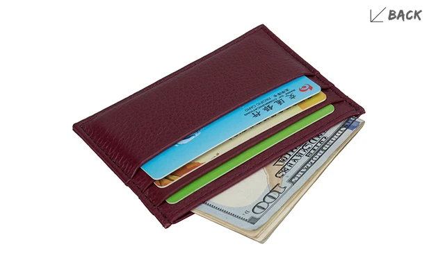 Portatarjetas de identificación de cuero de vaca genuino 100%, caja de regalo de tarjeta de crédito bancaria de Color caramelo, funda delgada con múltiples ranuras