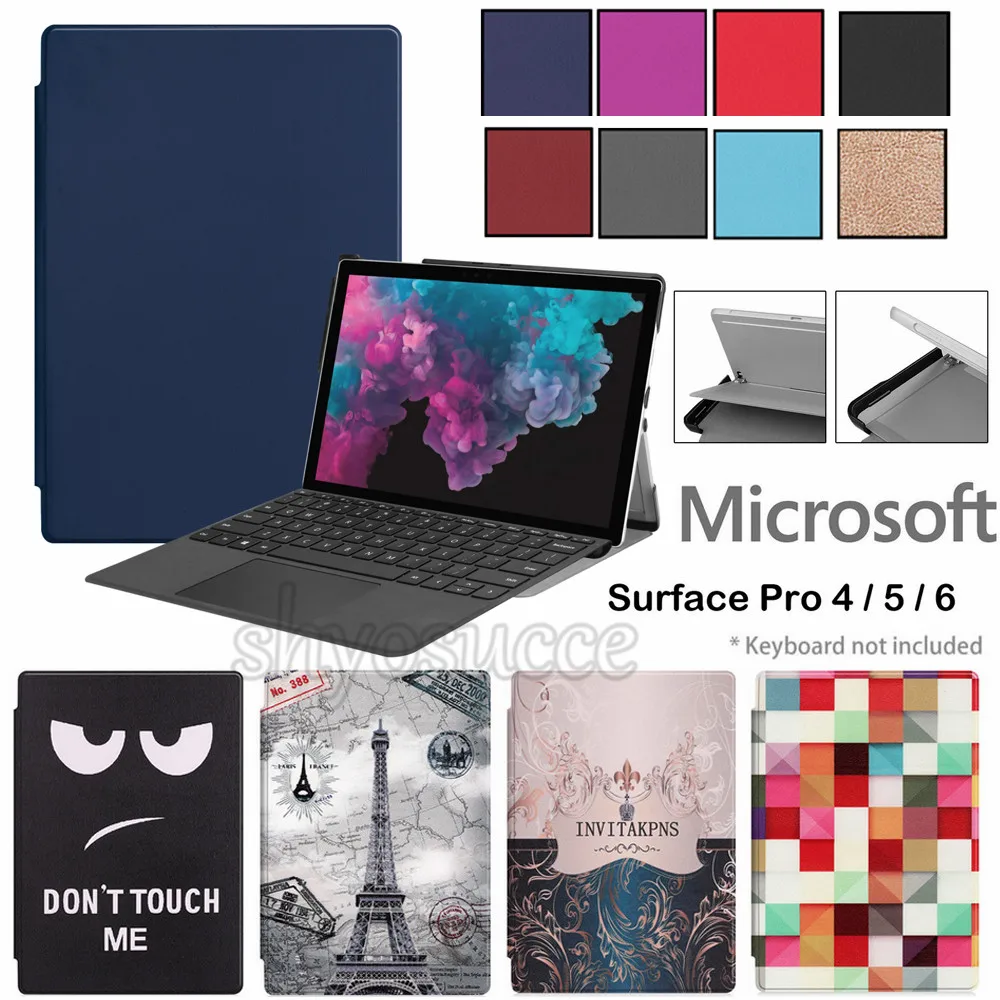PU Leather Stand Slim Case Cover Skin For Microsoft Surface Pro 4 5 6 12.3&quot Ultra Thin Tablet 12.3 inch 2018 | Компьютеры и офис