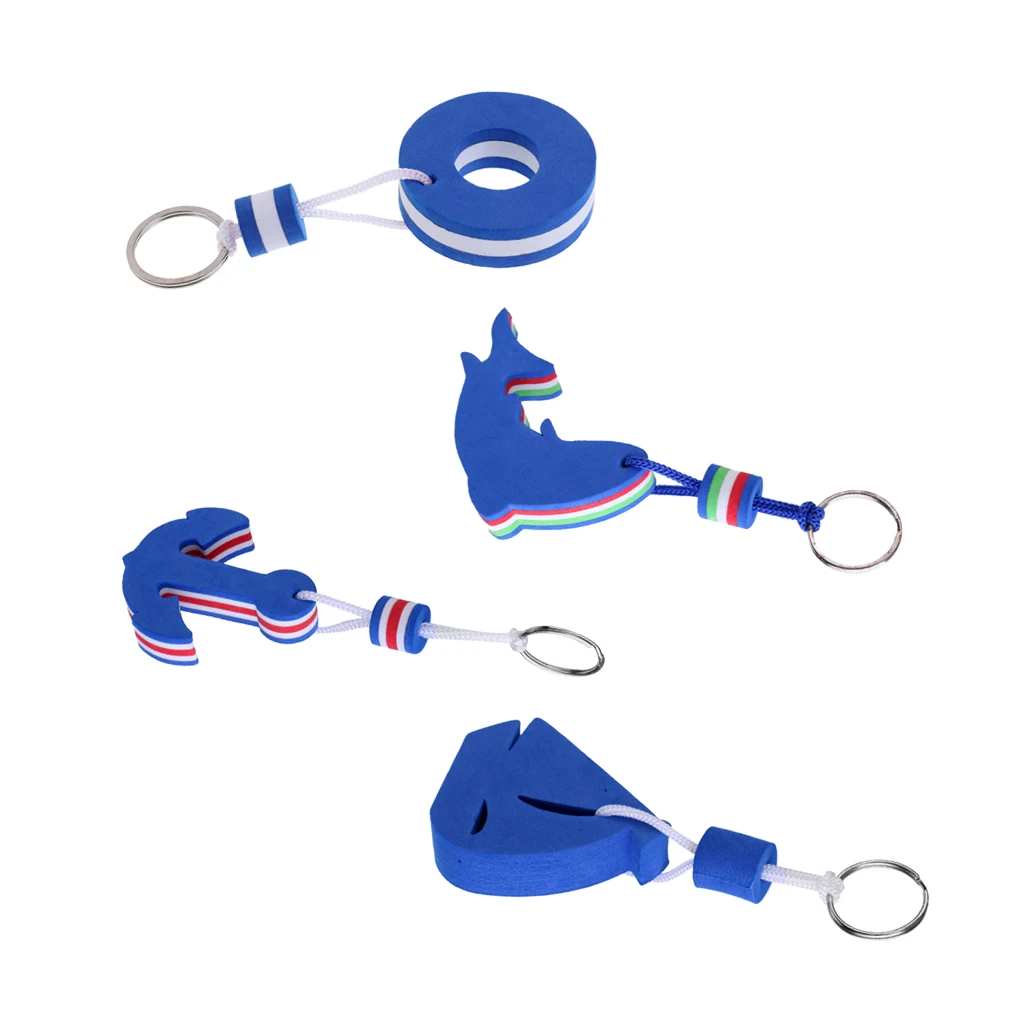 

4Pcs Boat Floating Key Chain Novelty Storage Keychain Water Sports Sailing/Anchor/Dolphin/Buoy Shaped Buoyant Keys Ring
