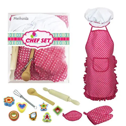 

Hot Kids Cooking and Baking set Apron Toddler Chef Role Play Costume Dress Up Set With Realistic Accessories Career Role