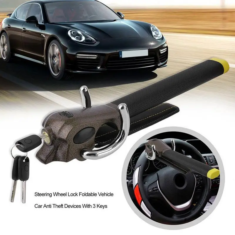 

Foldable Car Lock Top Mount Steering Wheel Anti-Theft Security Airbag Lock With Keys Hex Wrench