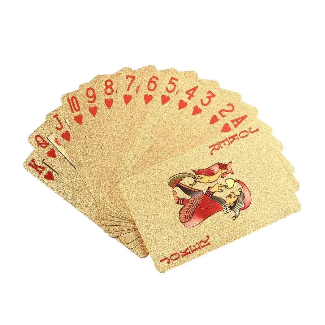 

24K Gold Playing Cards Poker Game Deck Gold Foil Poker Set Plastic Card Waterproof Cards Gold,Dumb Black