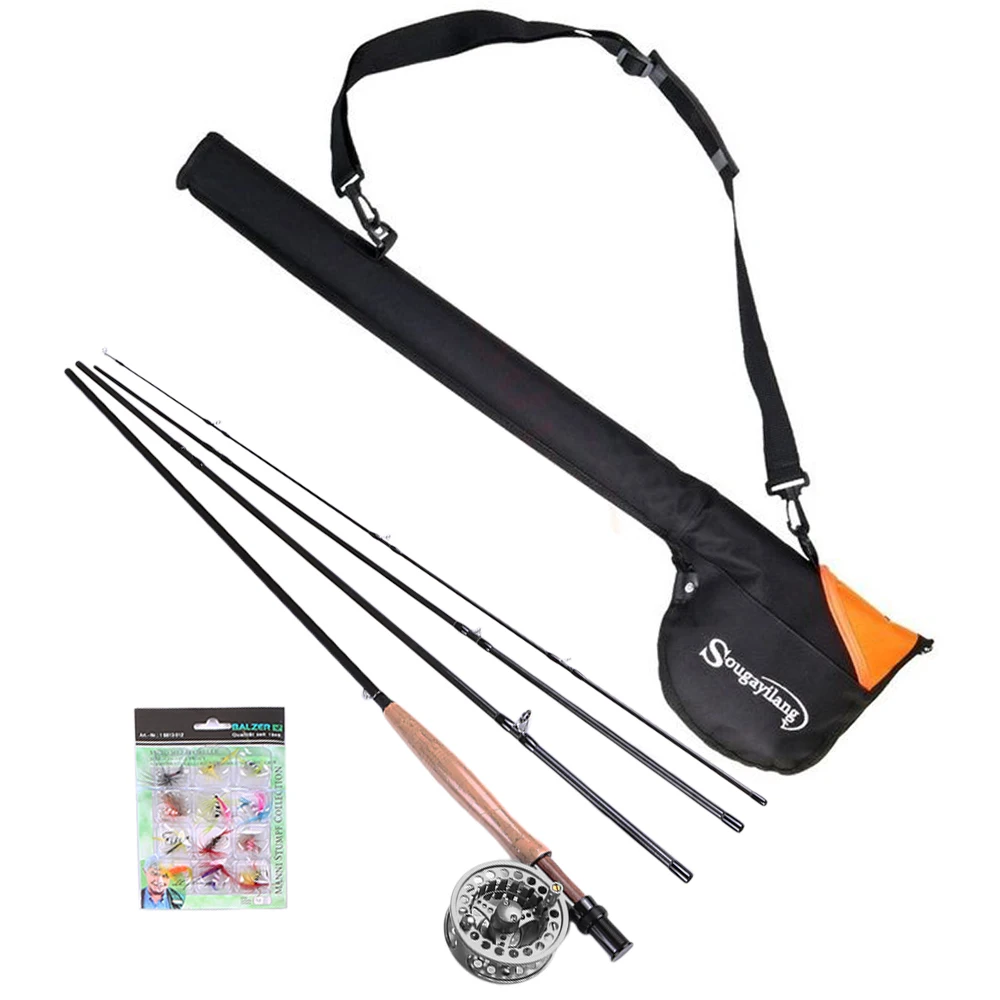 يطير الصيد قضيب و بكرة كومبو كيت 4-قطعة 9 أقدام يطير الصيد قضيب القطب مع بكرة الذباب تخزين أنبوب حالة حقيبة