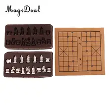  Vintage Stereoscopic Chess Folding Chess Board Chinese Traditional Chess Xiangqi Handicraft for Outdoor Camping Hiking Travell 