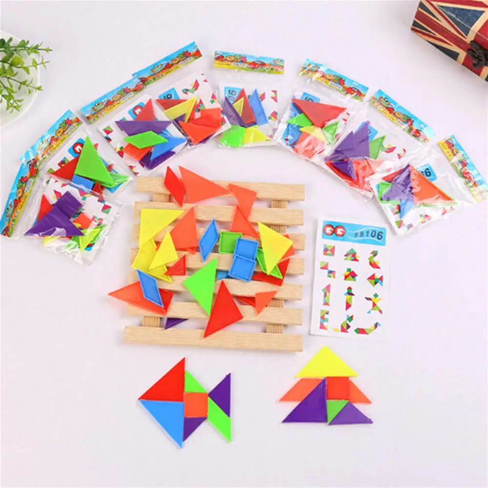 

20Packs Rainbow Tangram Puzzle Plastic Mini Puzzle Board DIY Puzzle Toy