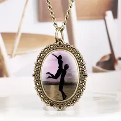 Бронза романтический любовник Дисплей кварцовые часы-кулон винтажное ювелирное ожерелье часы цепи высокое качество часы Подарки для леди