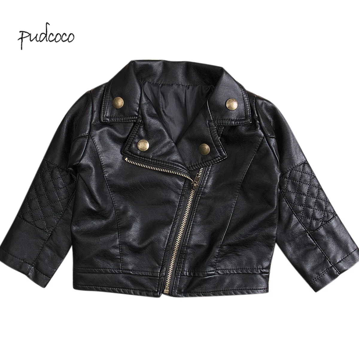 

Pudcoco New Brand Kids Leather Long Sleeve Fasion Jacket Cool Baby Boys Girls Motorcycle Biker Coats Age 2-7Y