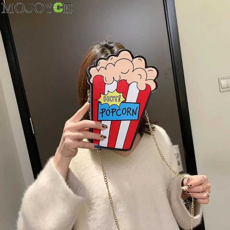 الكرتون متعة الفشار على شكل المرأة حقائب كتف شخصية تصميم صغيرة سلسلة Crossbody حقيبة فتاة محفظة Sac فام