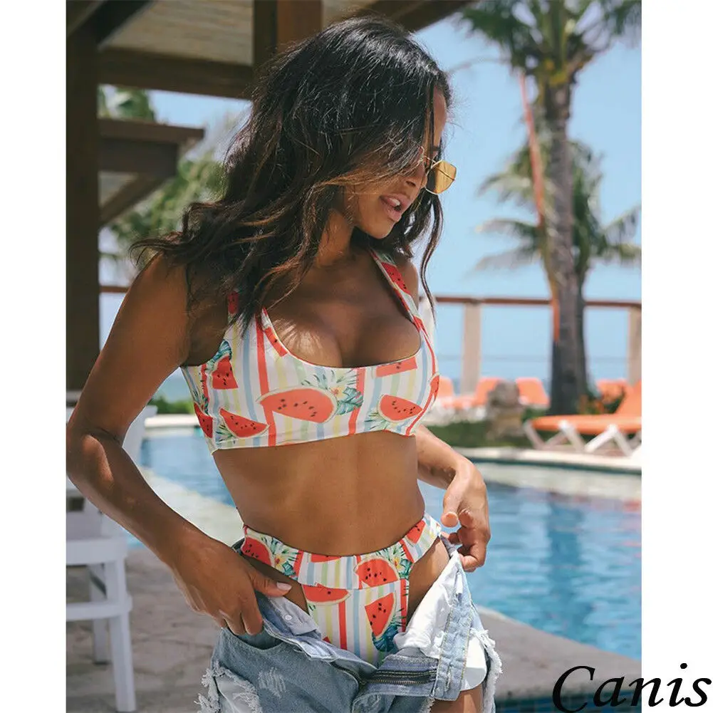 

2019 Newly Summer Boho Women's Push-up Padded Bra Bandage Bikini Set Print Swimsuit Triangle Swimwear Bathing