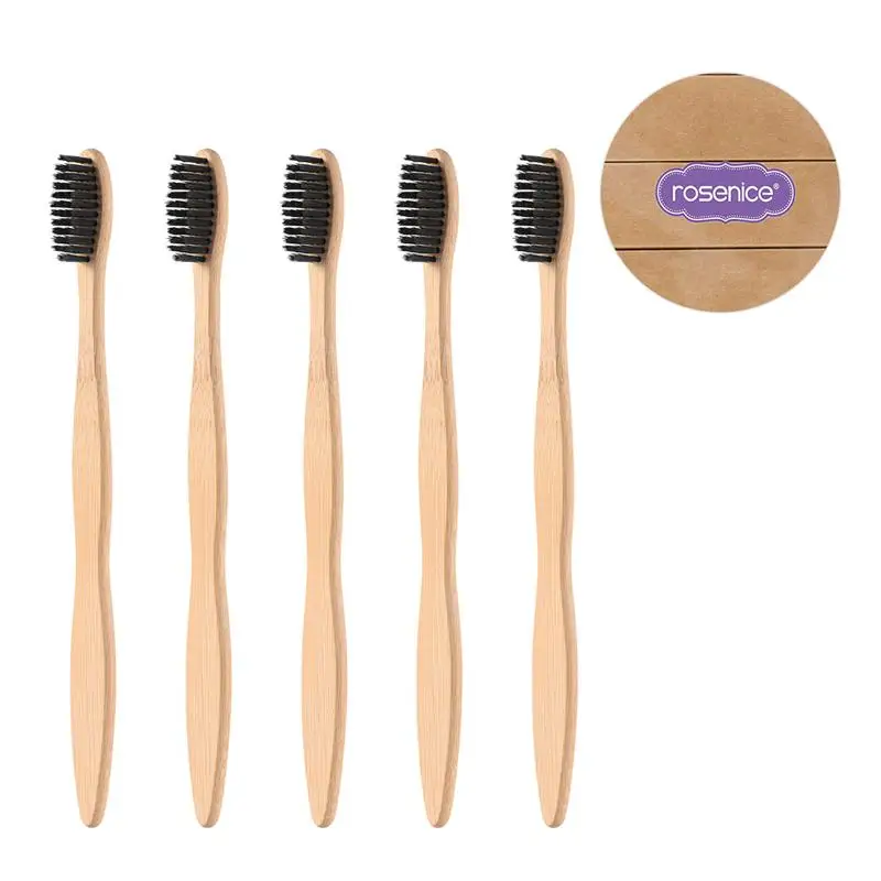 5pcs Bamboo Handle Toothbrush Natural Wooden Eco Friendly Toothbrush