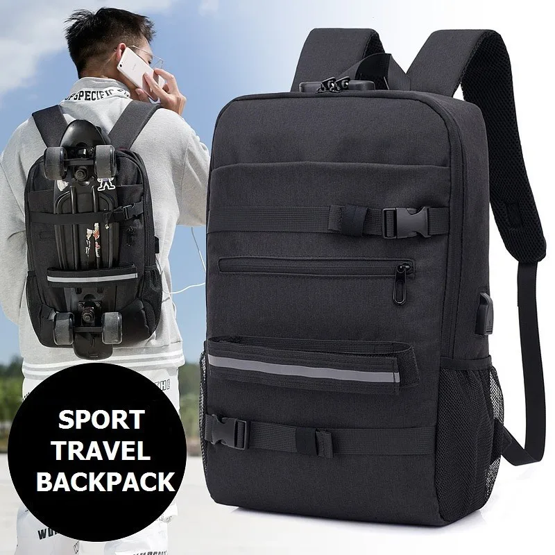 Skateboard Backpacks for Boys Men and for School Black & Yellow Multipurpose Skater Backpacks with Straps