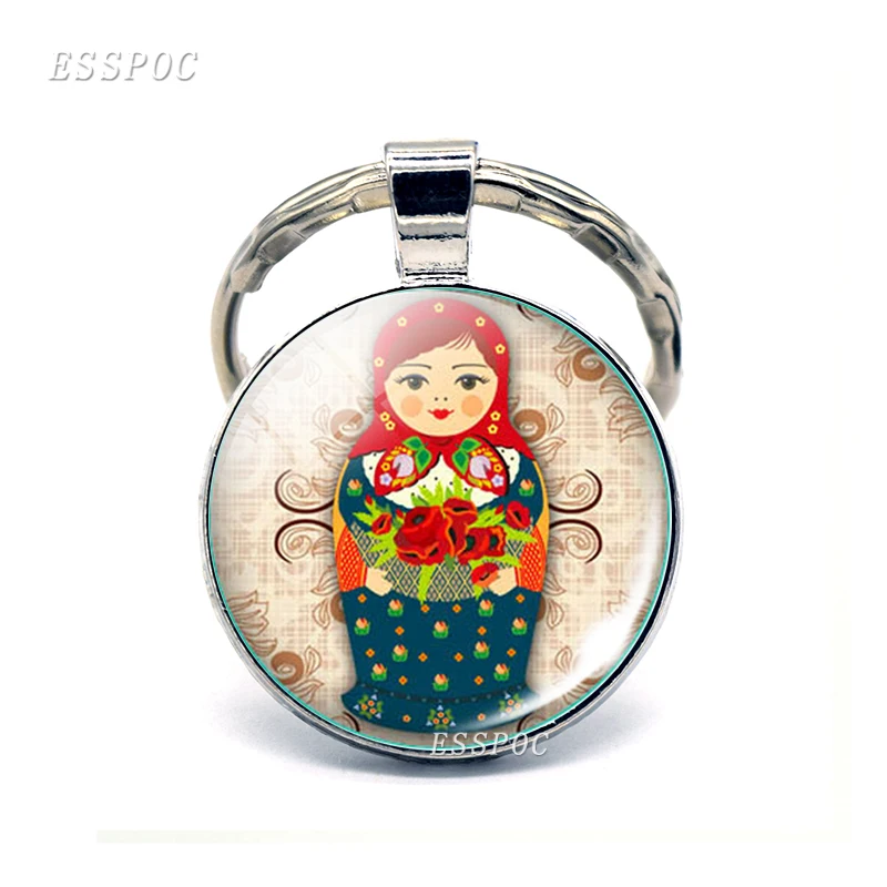 Русская кукла брелок Матрешка рукав мультфильм стеклянный купол ювелирное